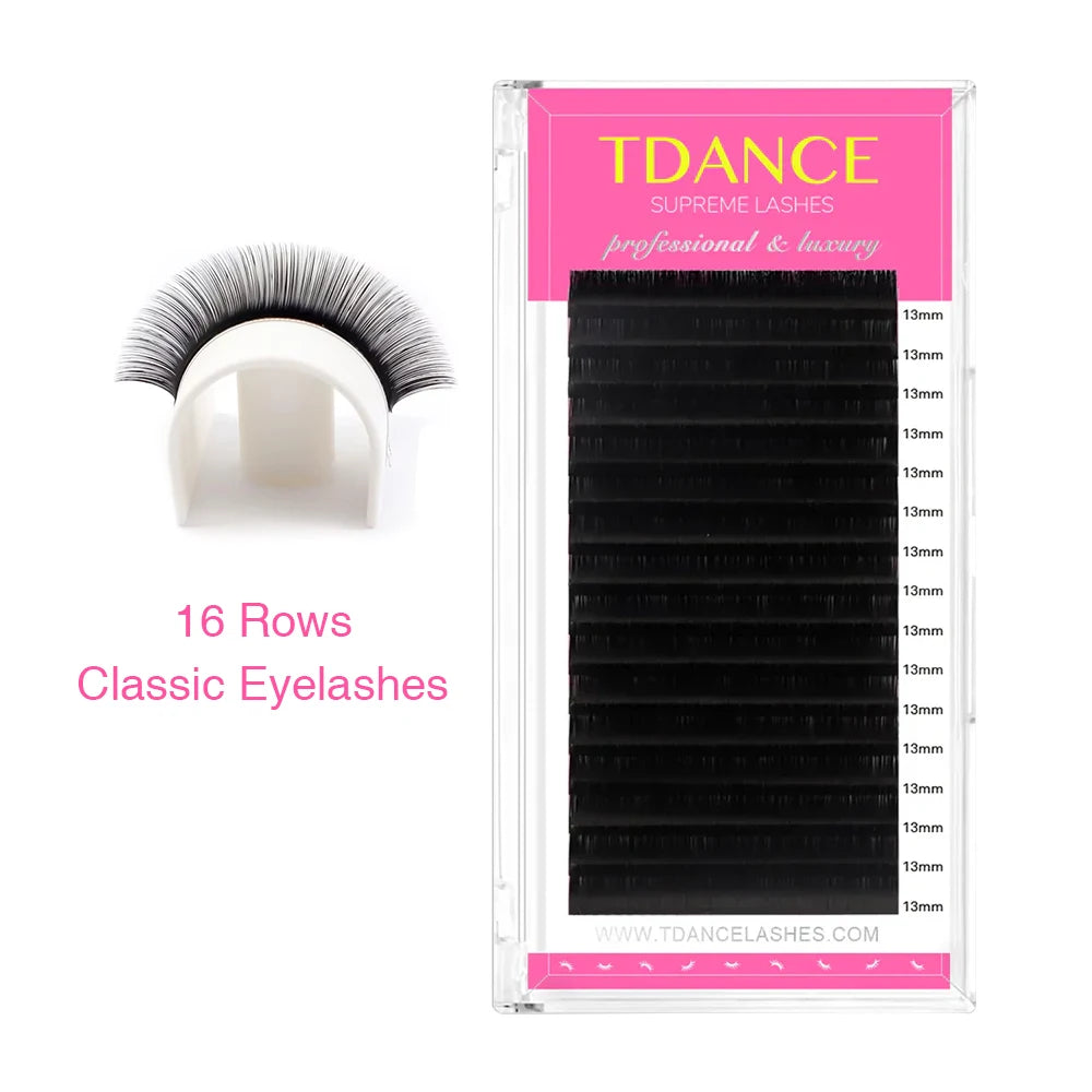 TDANCE Classic Eyelash Extension 16 Rows Soft Faux Mink Lashes Russian Volume Makeup Eyelashes Professionals Individual Eye Lash