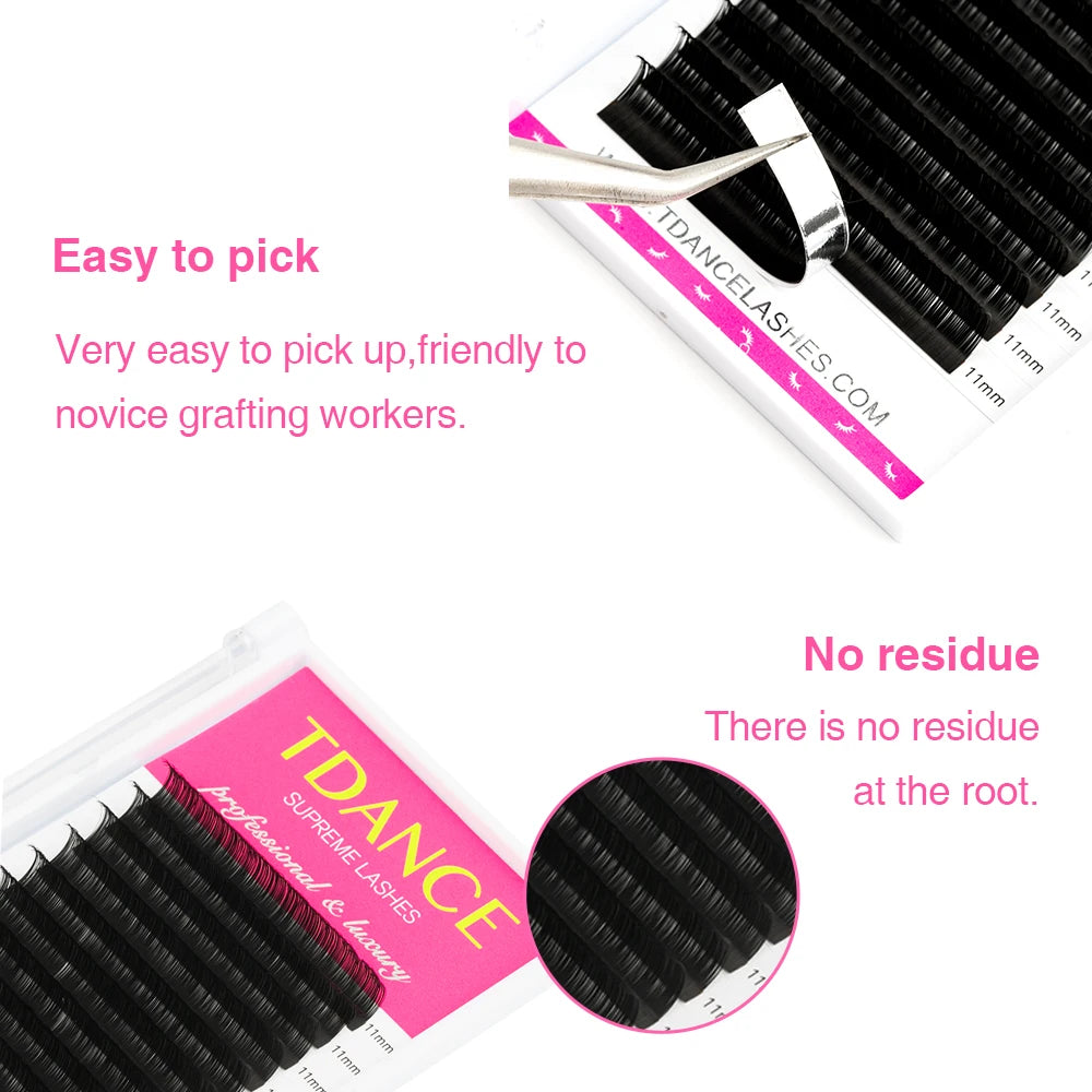 TDANCE Classic Eyelash Extension 16 Rows Soft Faux Mink Lashes Russian Volume Makeup Eyelashes Professionals Individual Eye Lash