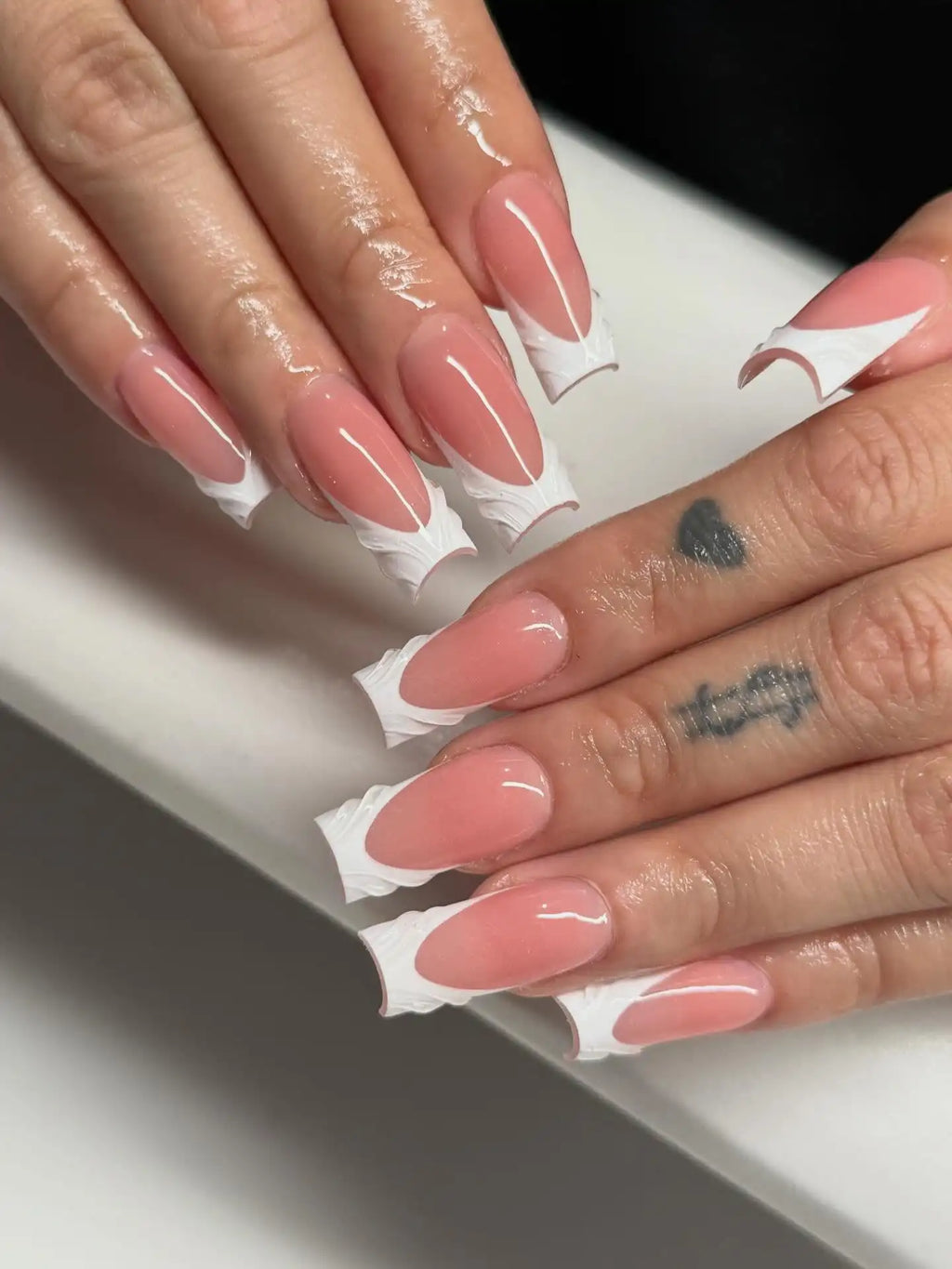 Handmade Square 3D Lily Press on Nails Glue on False Nails for Women