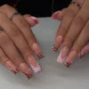 Handmade Square 3D Lily Press on Nails Glue on False Nails for Women