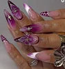 Handmade Almond Red Acrylic Nails Glue on Press for Valentine