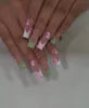 Handmade Square 3D Lily Press on Nails Glue on False Nails for Women
