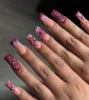 Handmade Square 3D Lily Press on Nails Glue on False Nails for Women
