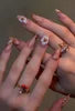 Handmade Almond Red Acrylic Nails Glue on Press for Valentine