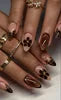 Handmade Almond Red Acrylic Nails Glue on Press for Valentine