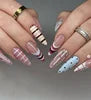 Handmade Almond Red Acrylic Nails Glue on Press for Valentine