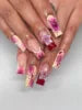 Handmade Square 3D Lily Press on Nails Glue on False Nails for Women