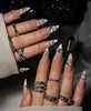 Handmade Almond Red Acrylic Nails Glue on Press for Valentine