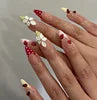 Handmade Almond Red Acrylic Nails Glue on Press for Valentine
