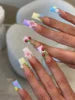 Handmade Square 3D Lily Press on Nails Glue on False Nails for Women