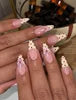 Handmade Almond Red Acrylic Nails Glue on Press for Valentine