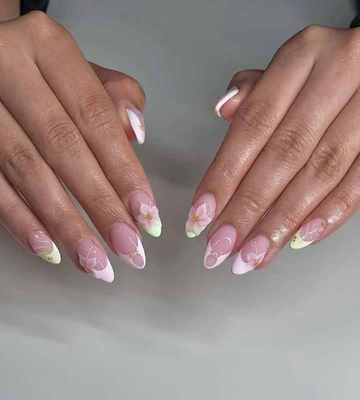Handmade Almond Red Acrylic Nails Glue on Press for Valentine