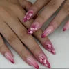 Handmade Almond Red Acrylic Nails Glue on Press for Valentine