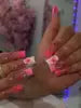 Handmade Square 3D Lily Press on Nails Glue on False Nails for Women