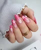 Handmade Almond Red Acrylic Nails Glue on Press for Valentine