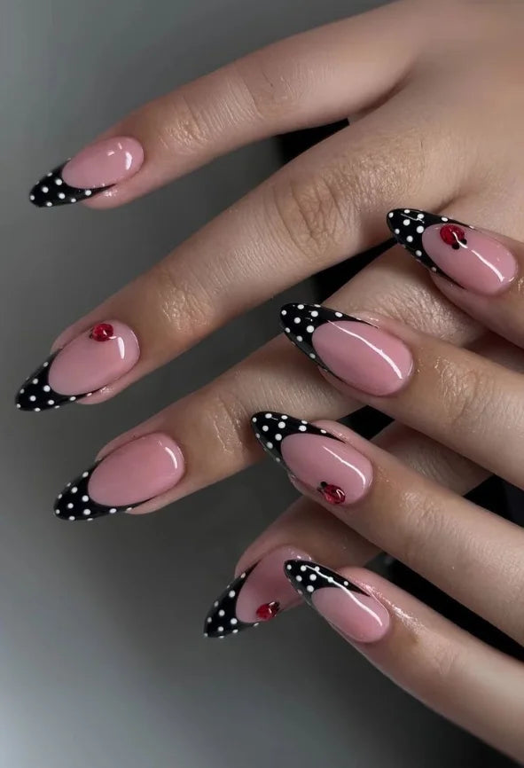 Handmade Almond Red Acrylic Nails Glue on Press for Valentine
