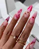 Handmade Almond Red Acrylic Nails Glue on Press for Valentine