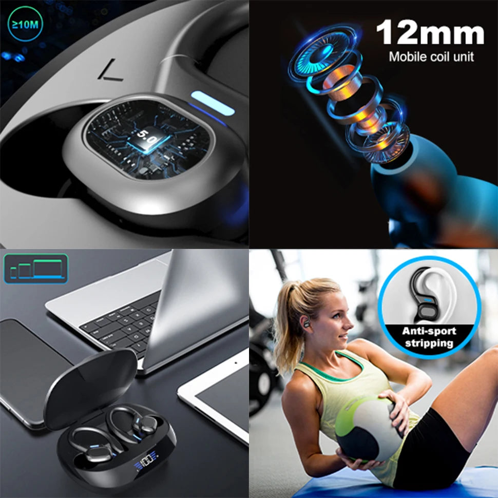 Sports BT Earphones with Earhooks Buds Sports Earphones Running in-Ear Headphones vv2 for Run Walk