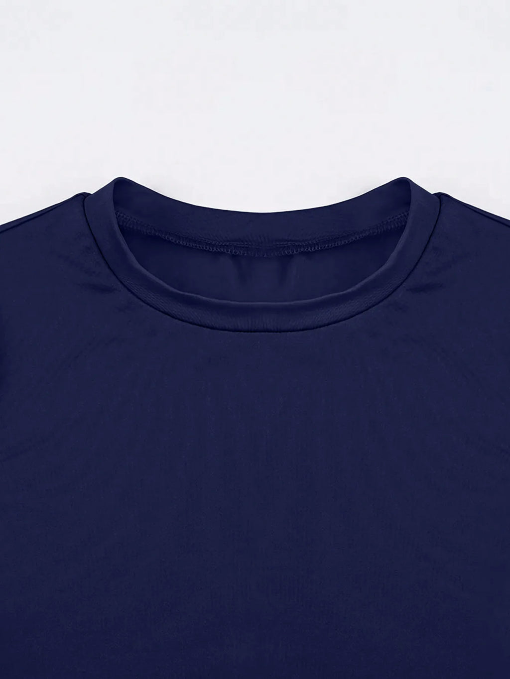 Women's Navy Blue Fitted Short Sleeve Round Neck Casual T-Shirt
