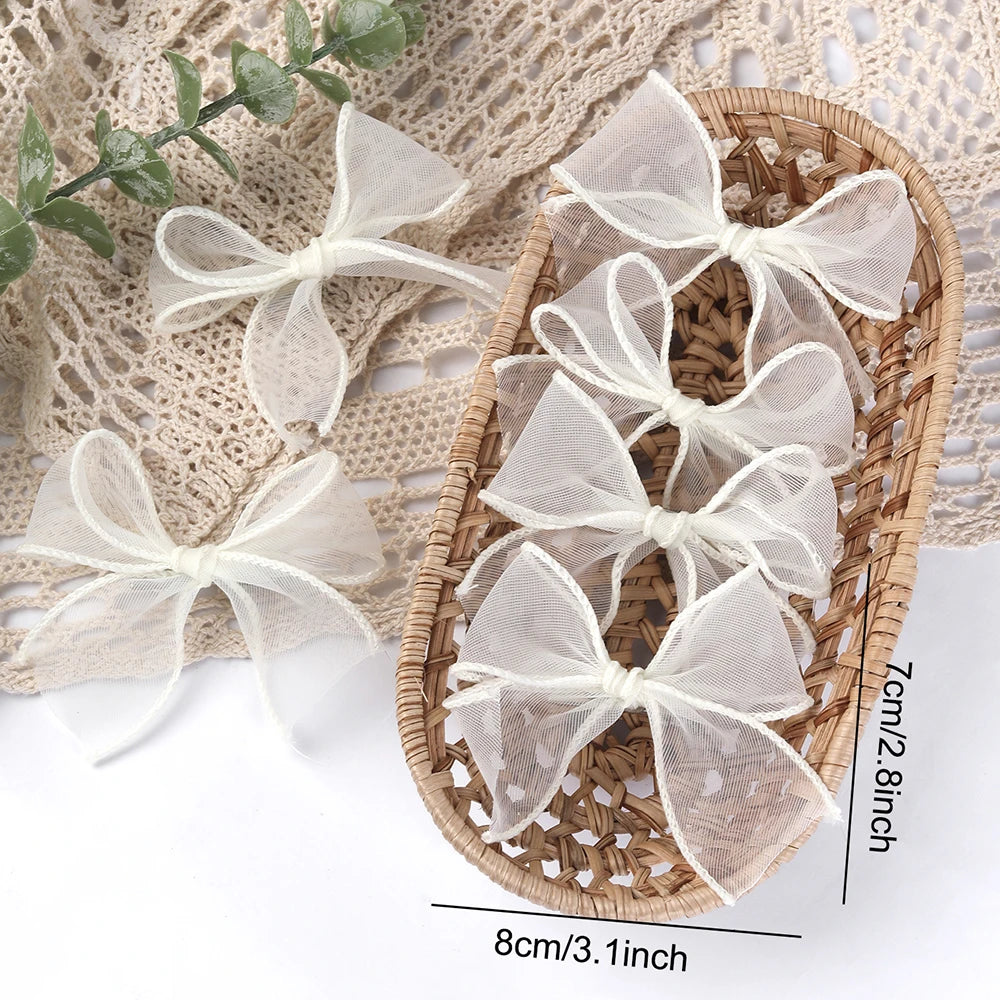 6Pc Set  White Lace Bow Hair Clips for Girls Lovely Bowknot Hairpin Barrettes Kids Hairgrips Girl Hair Accessoires Fairy Hairpin