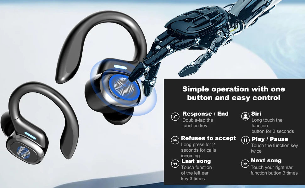 Sports BT Earphones with Earhooks Buds Sports Earphones Running in-Ear Headphones vv2 for Run Walk