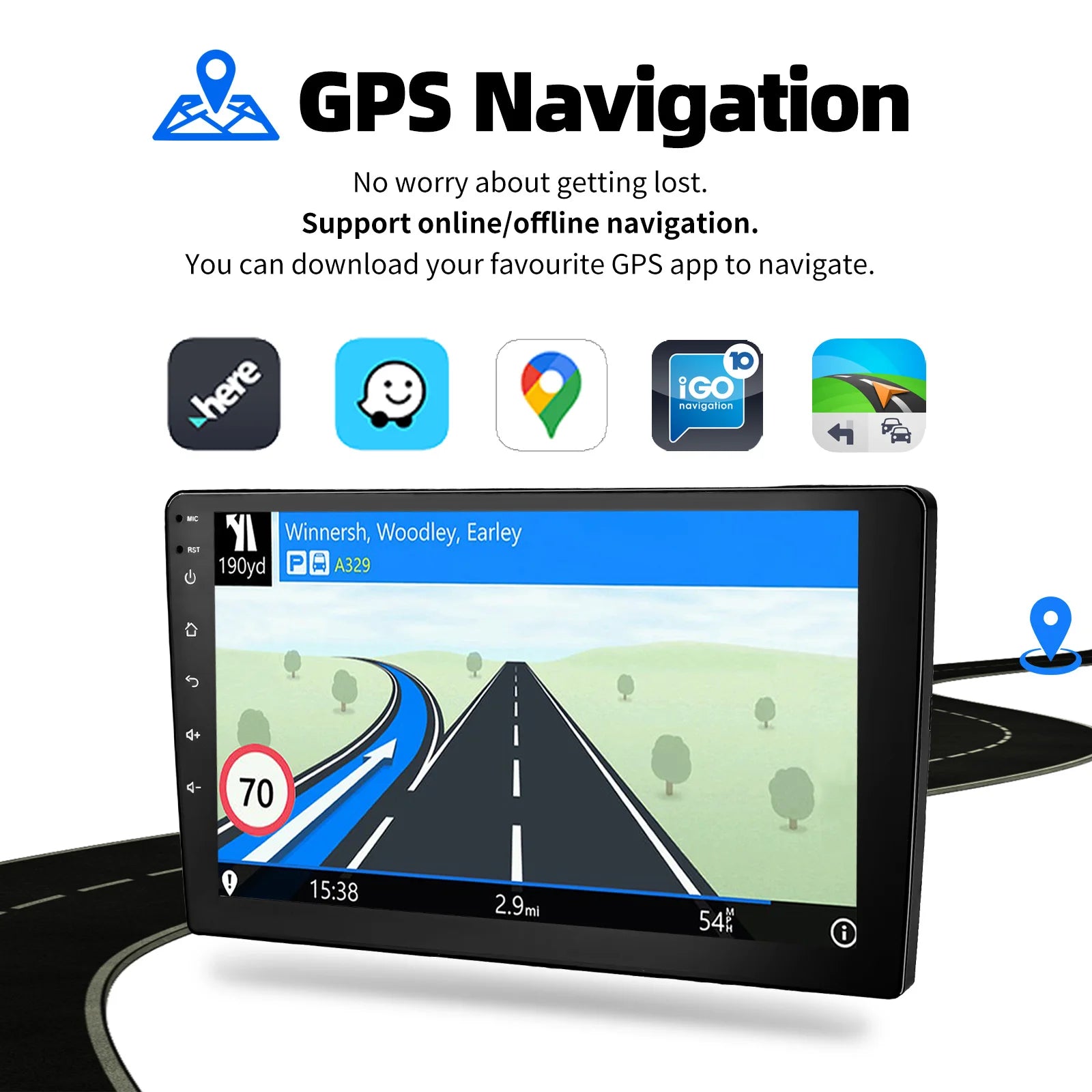 ESSGOO 9Inch 2 DIN Car Stereo Radio Wirless Carplay Android Auto Car Stereo Bluetooth 64G GPS Navigation RDS WiFi USB FM DAB+CAM