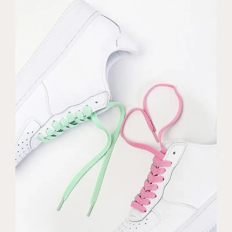 1 Pair Flat Shoelaces Classic Shoe Laces Fit Fashion Solid Sports Shoelace Casual Unisex Shoe Strings Shoe Accessories AF1