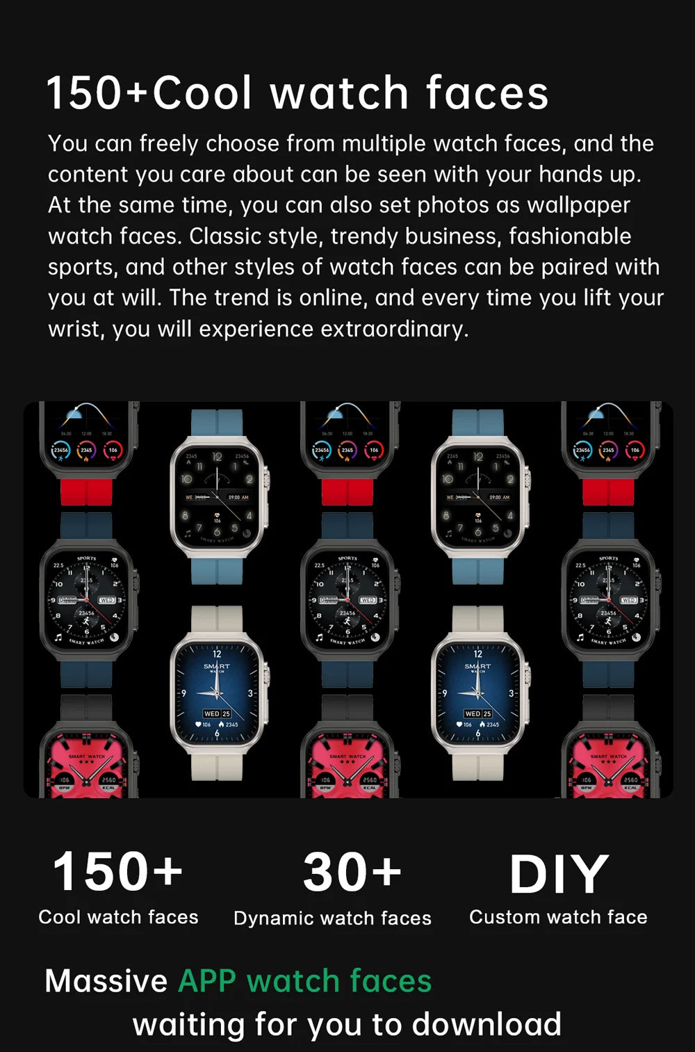 Smart Watch 2.01" Curved AMOLED Screen 3D Flexible Design 120+ Sports Modes Long Battery Life Watch for Daily & Sports Use