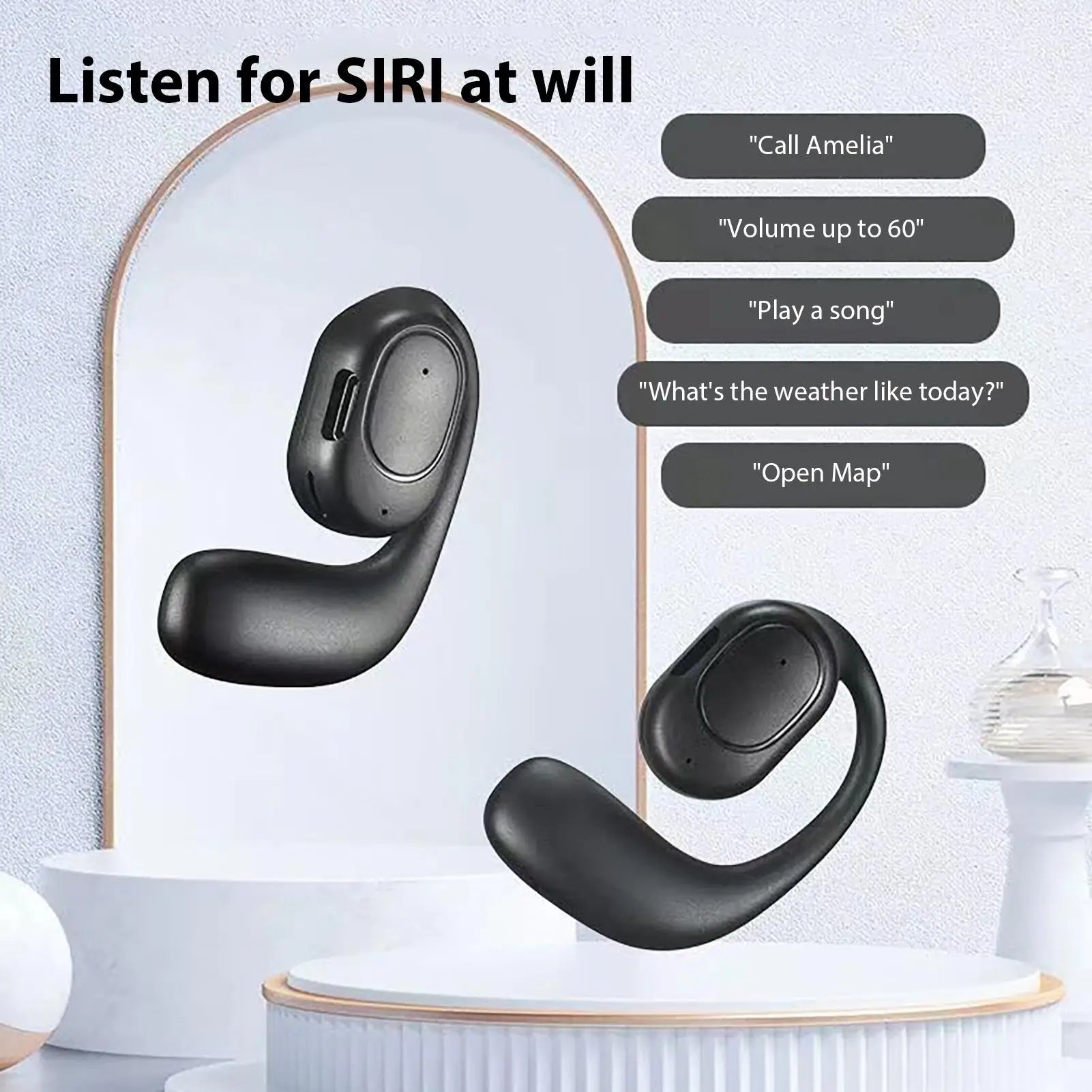 Open-Ear Headphone Wireless Open-Ear Earbud for Sports Long-Lasting Battery Earphone for Running Cycling Driving Business Trips
