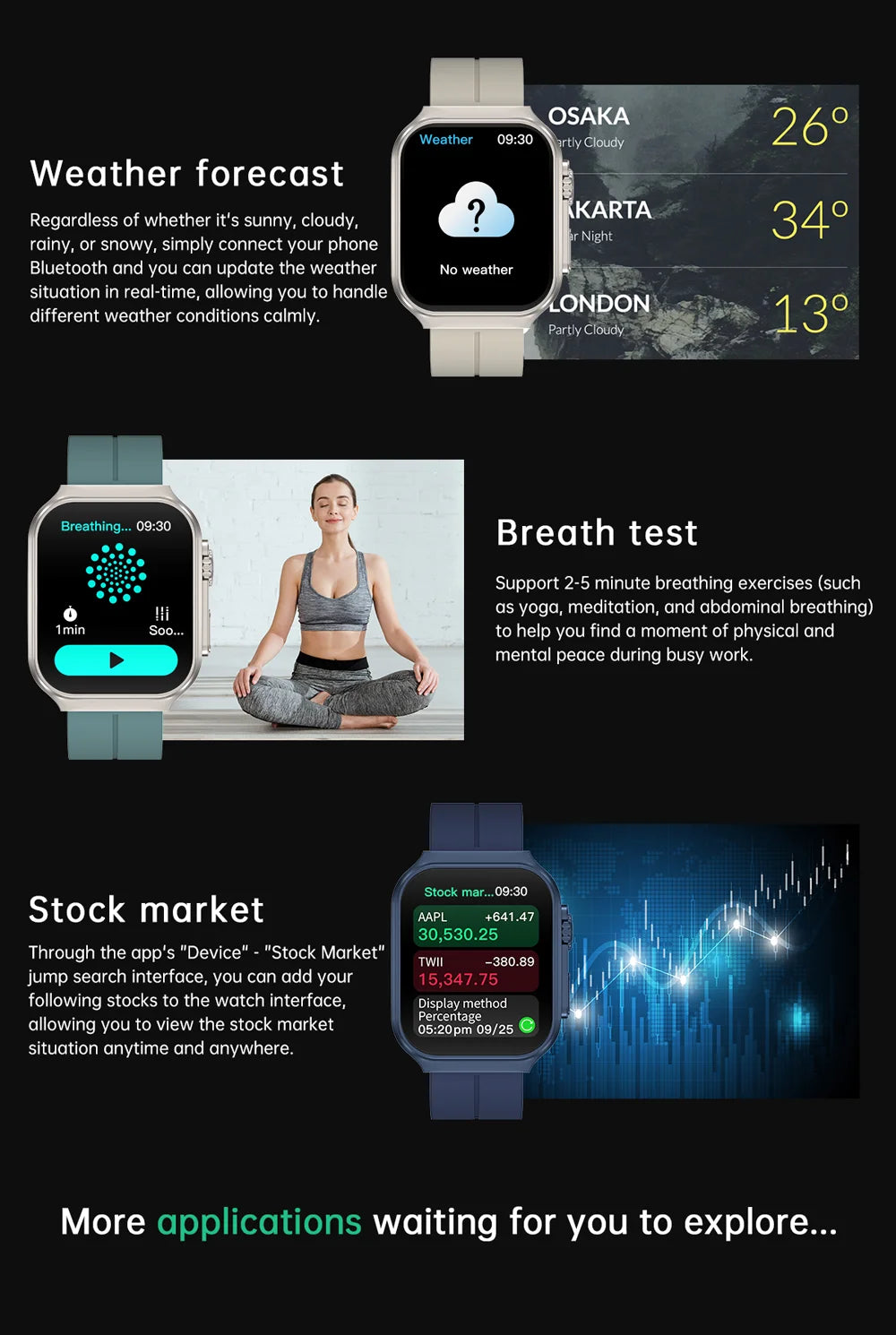Smart Watch 2.01" Curved AMOLED Screen 3D Flexible Design 120+ Sports Modes Long Battery Life Watch for Daily & Sports Use