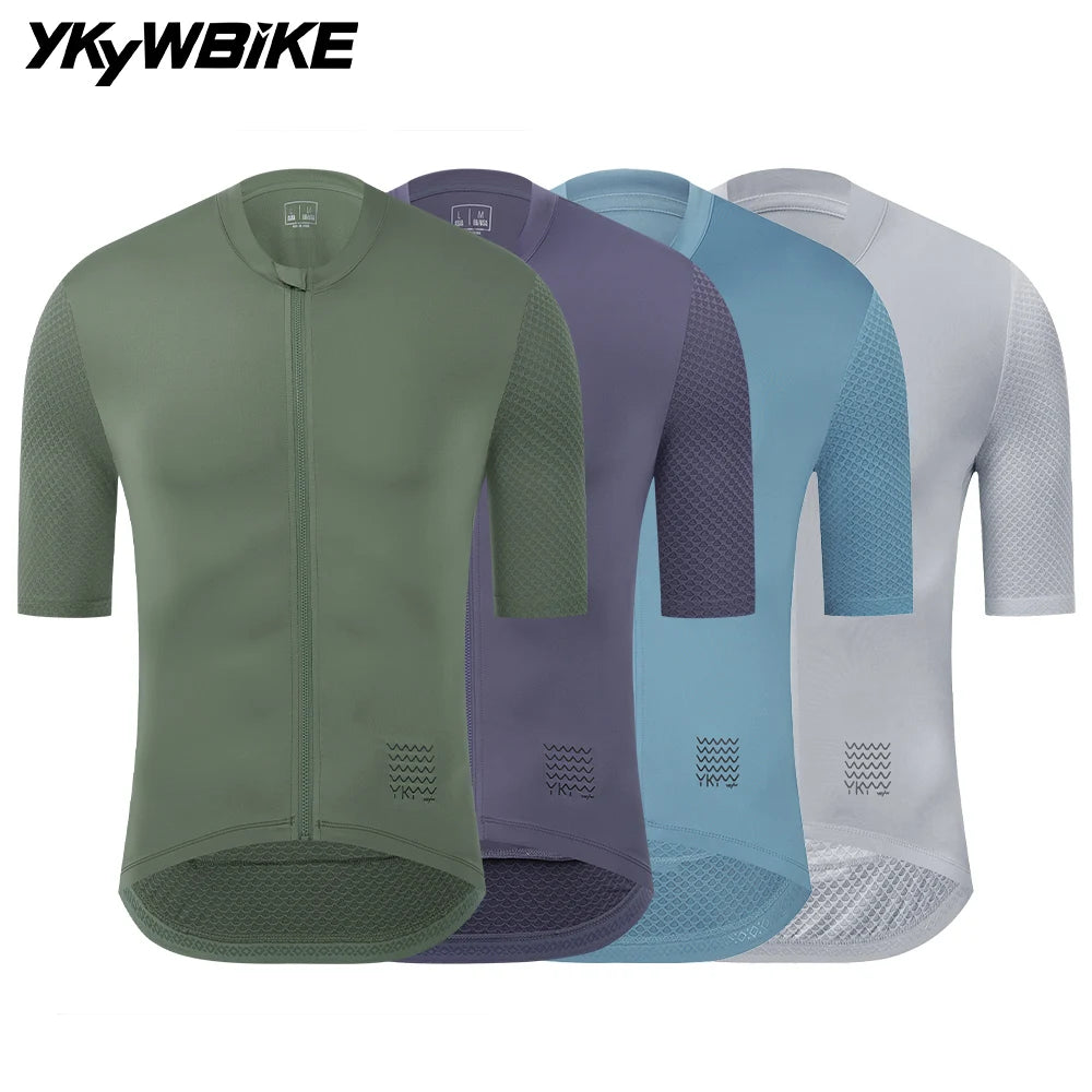 YKYWBIKE Men's Cycling Jersey Summer Road Bike Short Sleeve Shirt Lightweight SPF 50+ Bicycle Jersey MTB Riding Biking Clothing