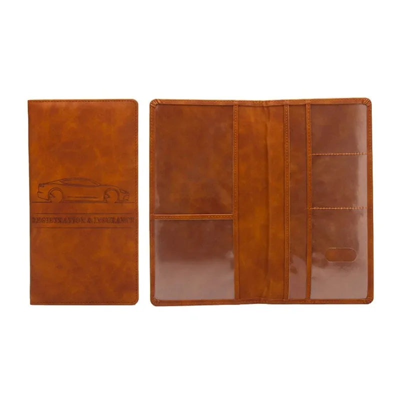 2025 Car Registration Insurance Holder Leather Men Driving License Cover Auto Documents License Storage Bag Credit Card Wallet