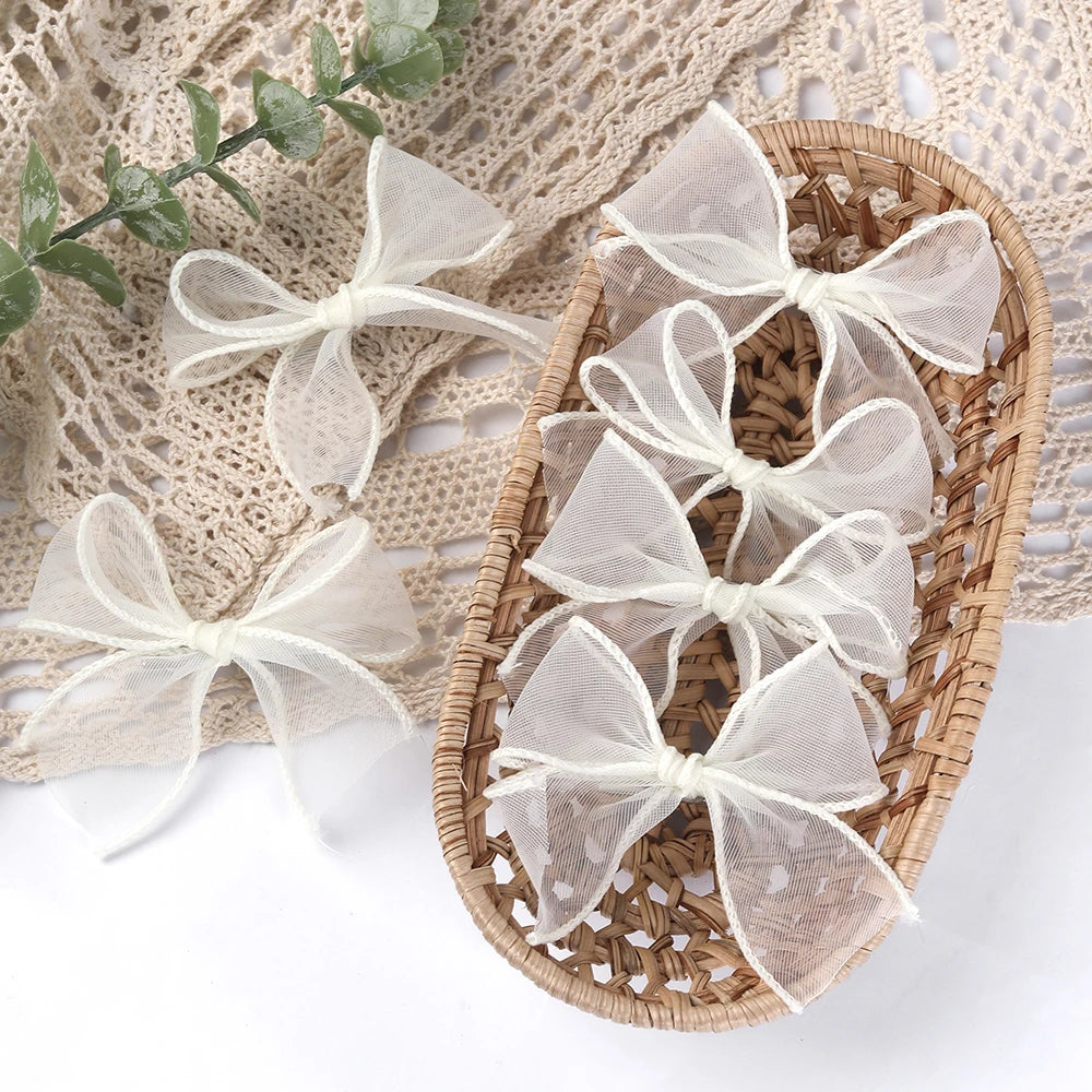 6Pc Set  White Lace Bow Hair Clips for Girls Lovely Bowknot Hairpin Barrettes Kids Hairgrips Girl Hair Accessoires Fairy Hairpin