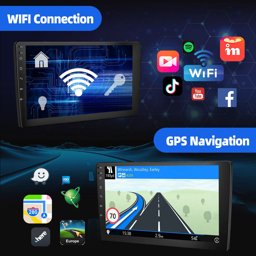 ESSGOO 9Inch 2 DIN Car Stereo Radio Wirless Carplay Android Auto Car Stereo Bluetooth 64G GPS Navigation RDS WiFi USB FM DAB+CAM