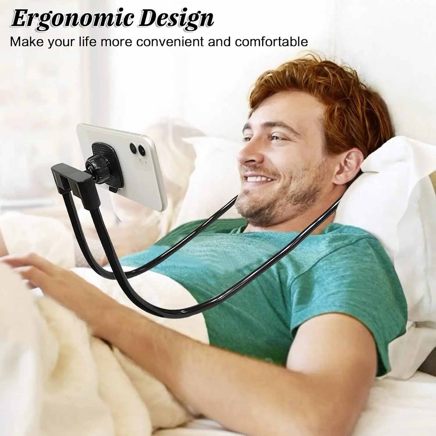 Phone Holder for Bed, Upgraded Neck Phone Holder Lazy Phones Stand 360°Rotation Gooseneck Phone Support Hands Free