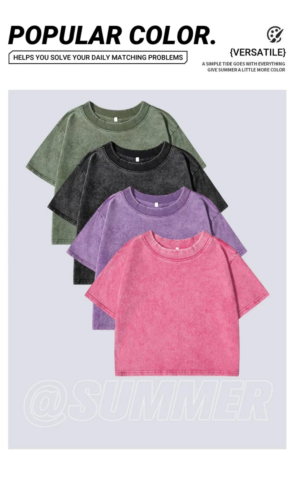 Solid Color Slim Washed T-Shirt Women Fashion Soft Cotton Tee Shirt Rhinestone Craft Short Sleeve Cool Clothing Female