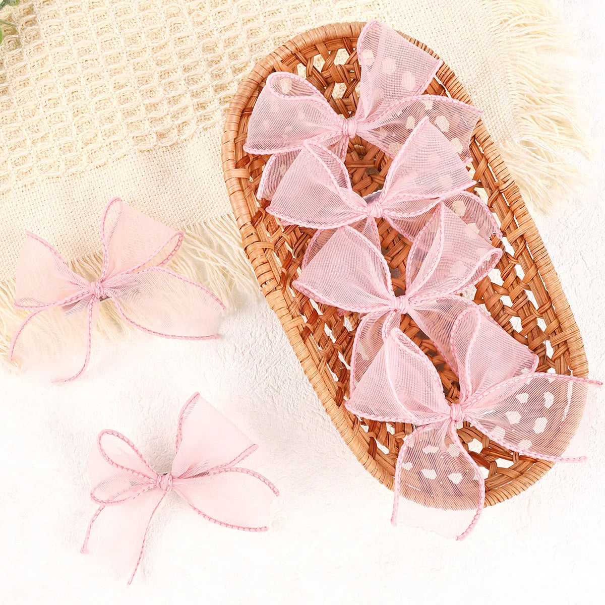 6Pc Set  White Lace Bow Hair Clips for Girls Lovely Bowknot Hairpin Barrettes Kids Hairgrips Girl Hair Accessoires Fairy Hairpin