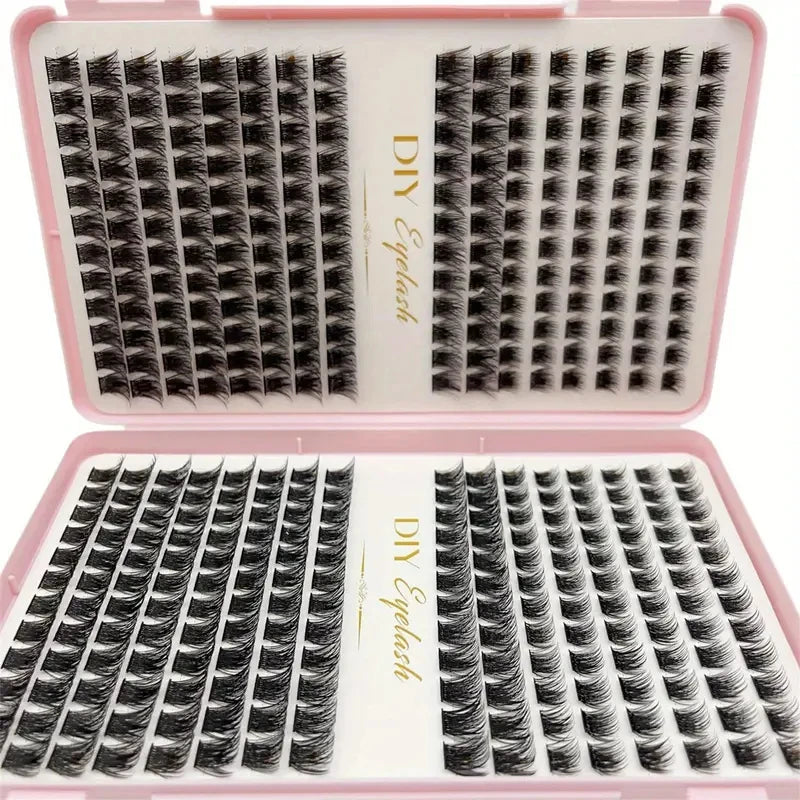 384 Pcs Eyelash Extension Kit - Individual Eyelash Sets, D-Curl, Multiple Lengths, Easy to Apply for Home Makeup Books.