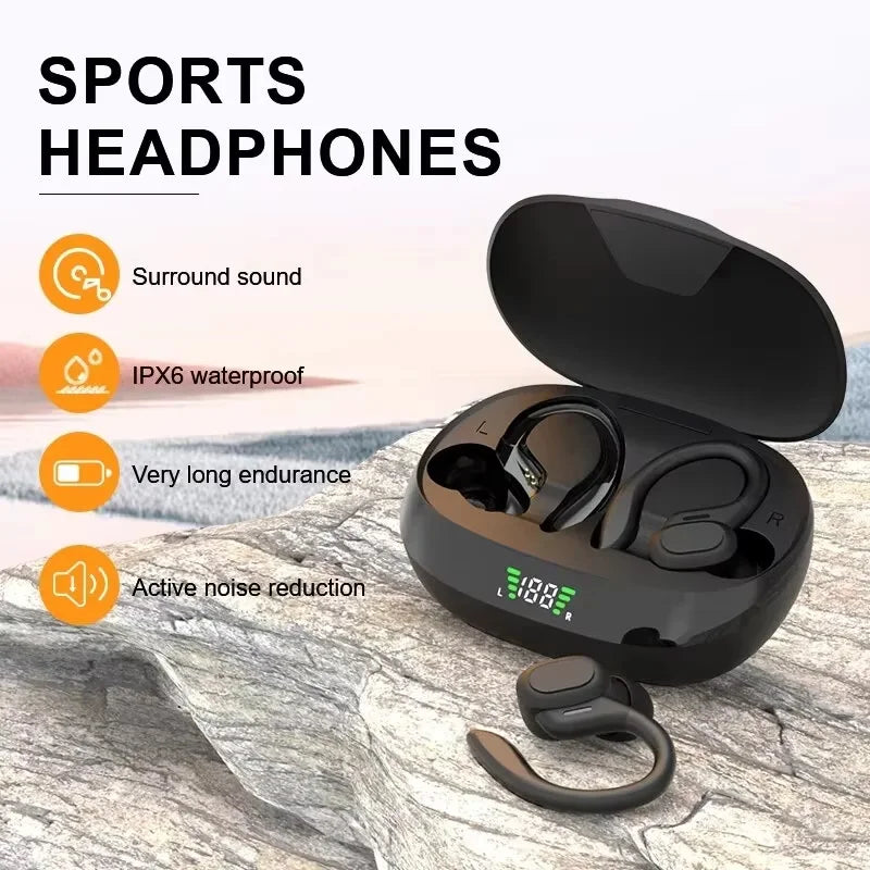 Original Drahtlose Kopfhörer Ture Drahtlose Ohrhörer Ohr Haken Sport HiFI Stereo Wasserdichte Headset Mit Mikrofon TWS Kopfhörer