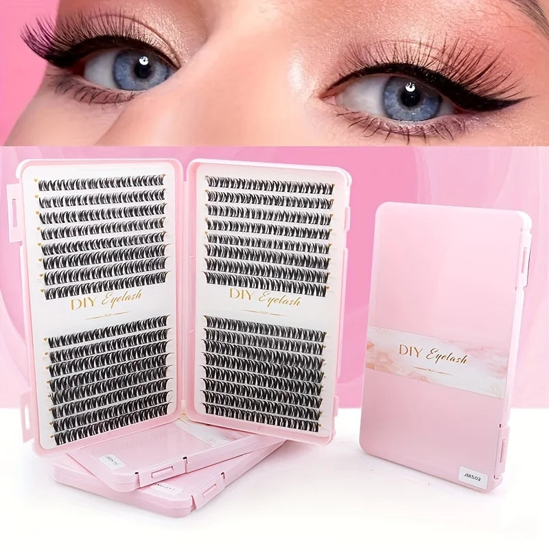 384 Pcs Eyelash Extension Kit - Individual Eyelash Sets, D-Curl, Multiple Lengths, Easy to Apply for Home Makeup Books.
