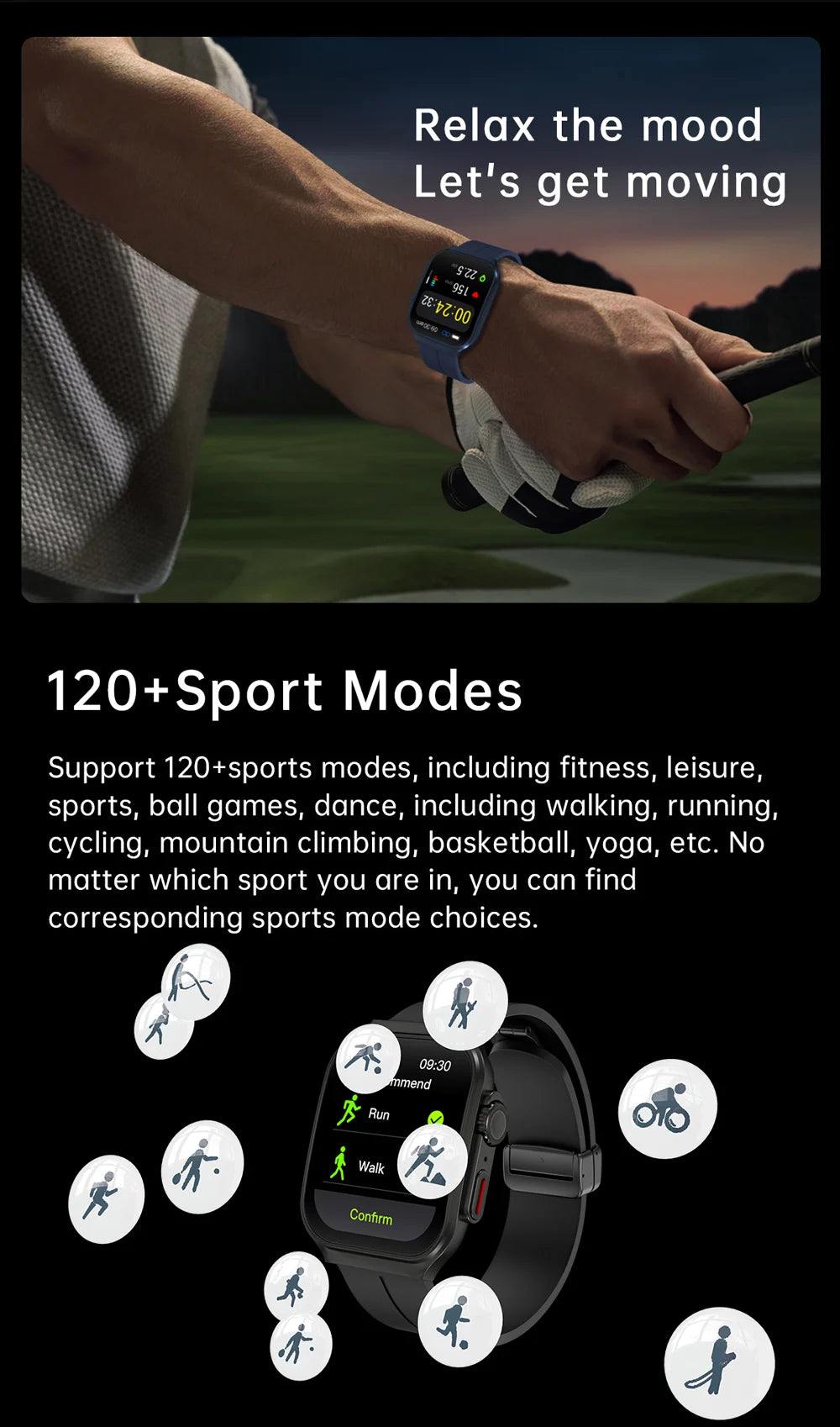 Smart Watch 2.01" Curved AMOLED Screen 3D Flexible Design 120+ Sports Modes Long Battery Life Watch for Daily & Sports Use