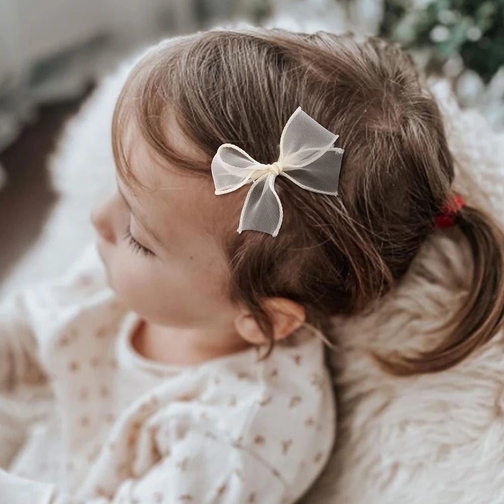 6Pc Set  White Lace Bow Hair Clips for Girls Lovely Bowknot Hairpin Barrettes Kids Hairgrips Girl Hair Accessoires Fairy Hairpin