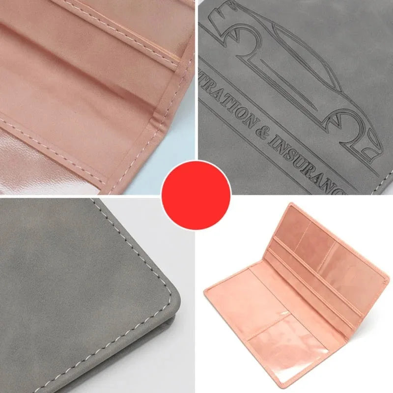 2025 Car Registration Insurance Holder Leather Men Driving License Cover Auto Documents License Storage Bag Credit Card Wallet