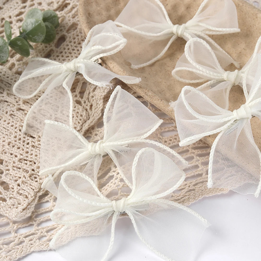 6Pc Set  White Lace Bow Hair Clips for Girls Lovely Bowknot Hairpin Barrettes Kids Hairgrips Girl Hair Accessoires Fairy Hairpin