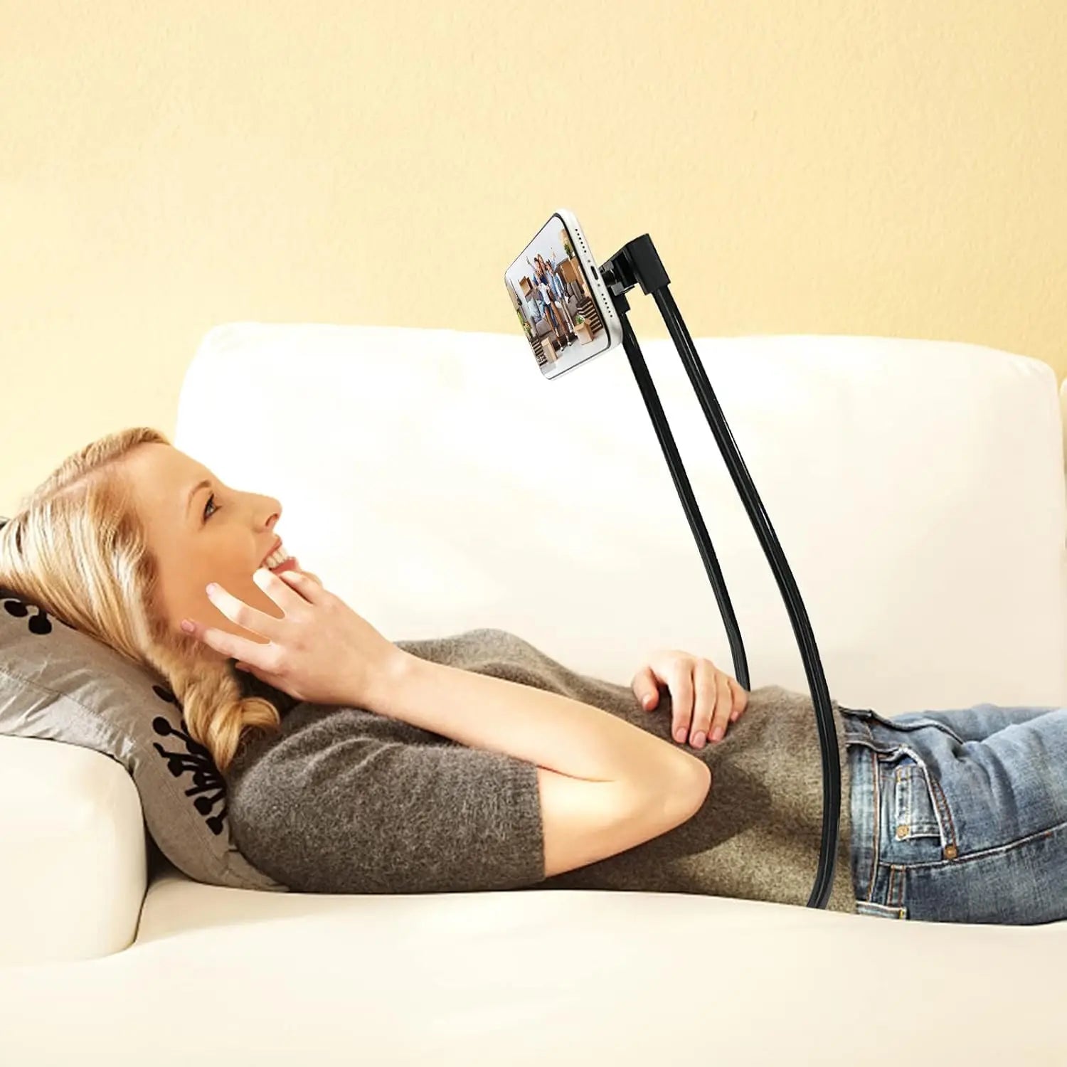 Phone Holder for Bed, Upgraded Neck Phone Holder Lazy Phones Stand 360°Rotation Gooseneck Phone Support Hands Free