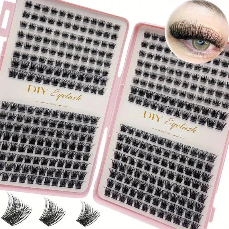 384 Pcs Eyelash Extension Kit - Individual Eyelash Sets, D-Curl, Multiple Lengths, Easy to Apply for Home Makeup Books.