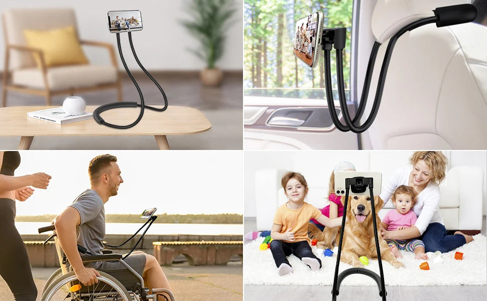 Phone Holder for Bed, Upgraded Neck Phone Holder Lazy Phones Stand 360°Rotation Gooseneck Phone Support Hands Free
