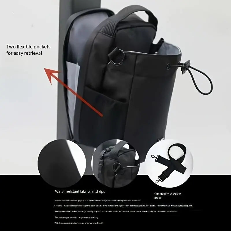 Magnetic Gym Bag Large Capacity Magnetic Carrier Bag With Phone Pocket Portable Gym Water Bottle Pouch Gym Accessories Sport Bag