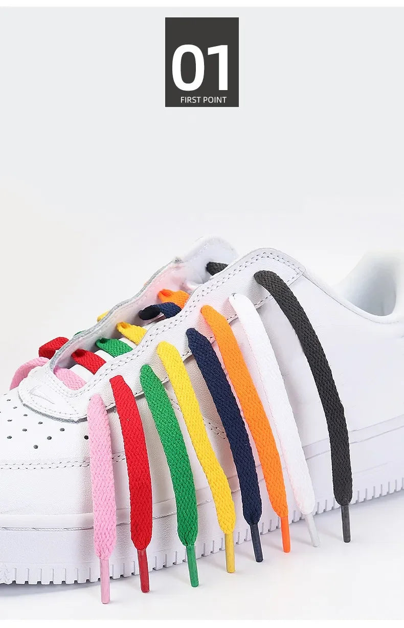 1 Pair Flat Shoelaces Classic Shoe Laces Fit Fashion Solid Sports Shoelace Casual Unisex Shoe Strings Shoe Accessories AF1