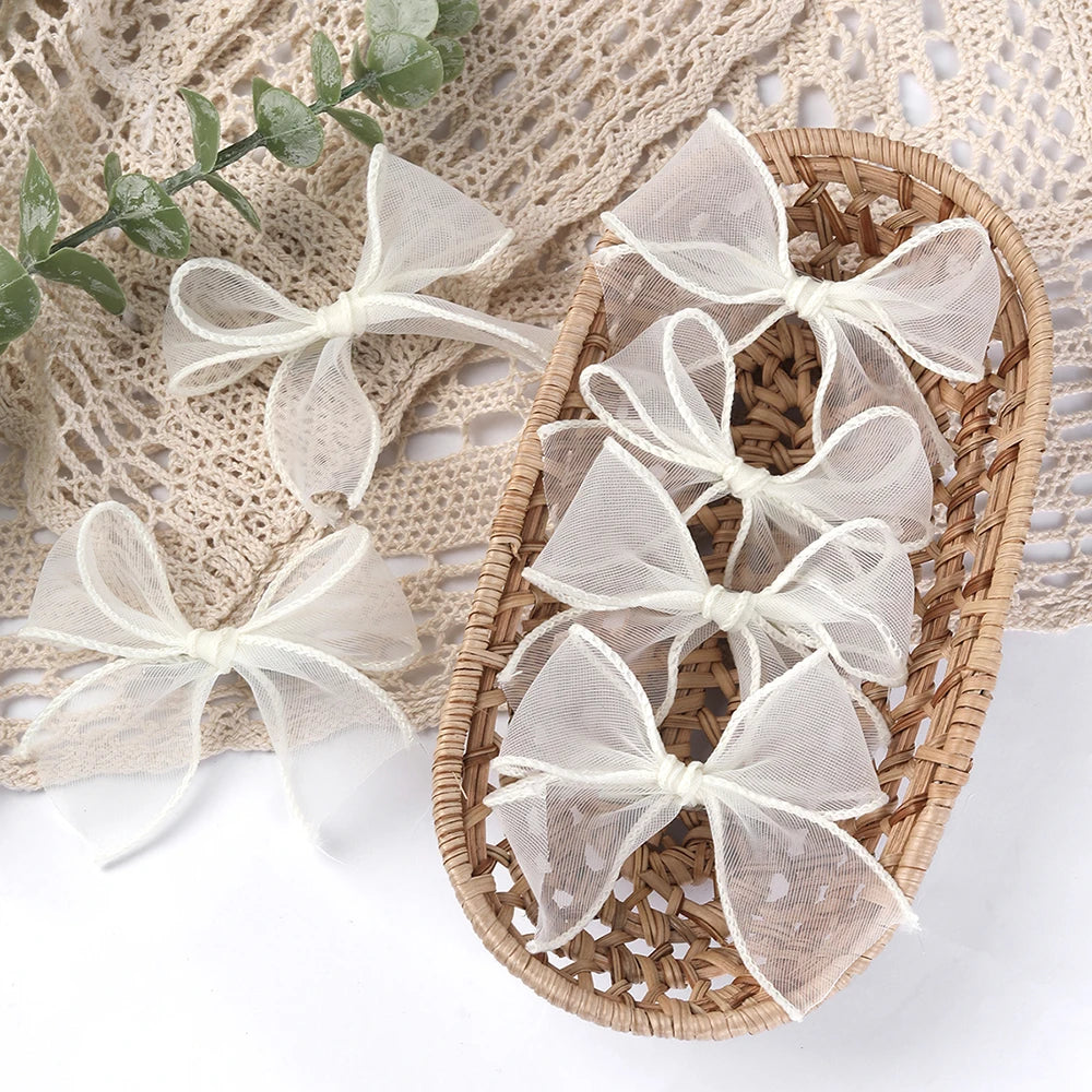 6Pc Set  White Lace Bow Hair Clips for Girls Lovely Bowknot Hairpin Barrettes Kids Hairgrips Girl Hair Accessoires Fairy Hairpin